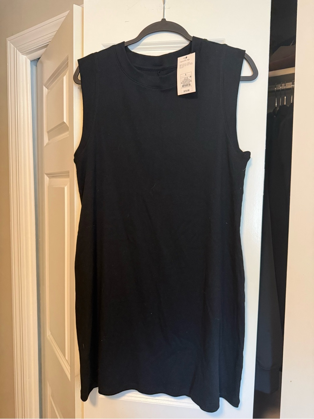A New Day Sleeveless Black Knit Shift Dress